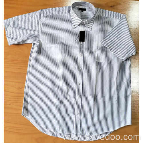 Polyester Cotton Yarn-dyed Short-sleeved Shirt for Men